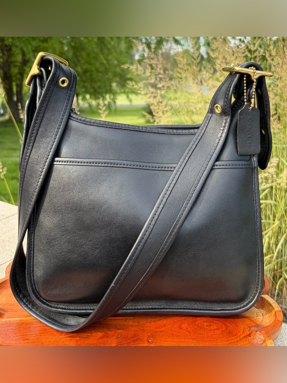 Vintage COACH Legacy Zip Large Black Leather Shoulder Bag 9966 EUC